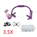 LED Adjustable Headband Binocular Loupes 3.5X Purple