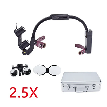 LED Adjustable Headband Binocular Loupes2.5X Black