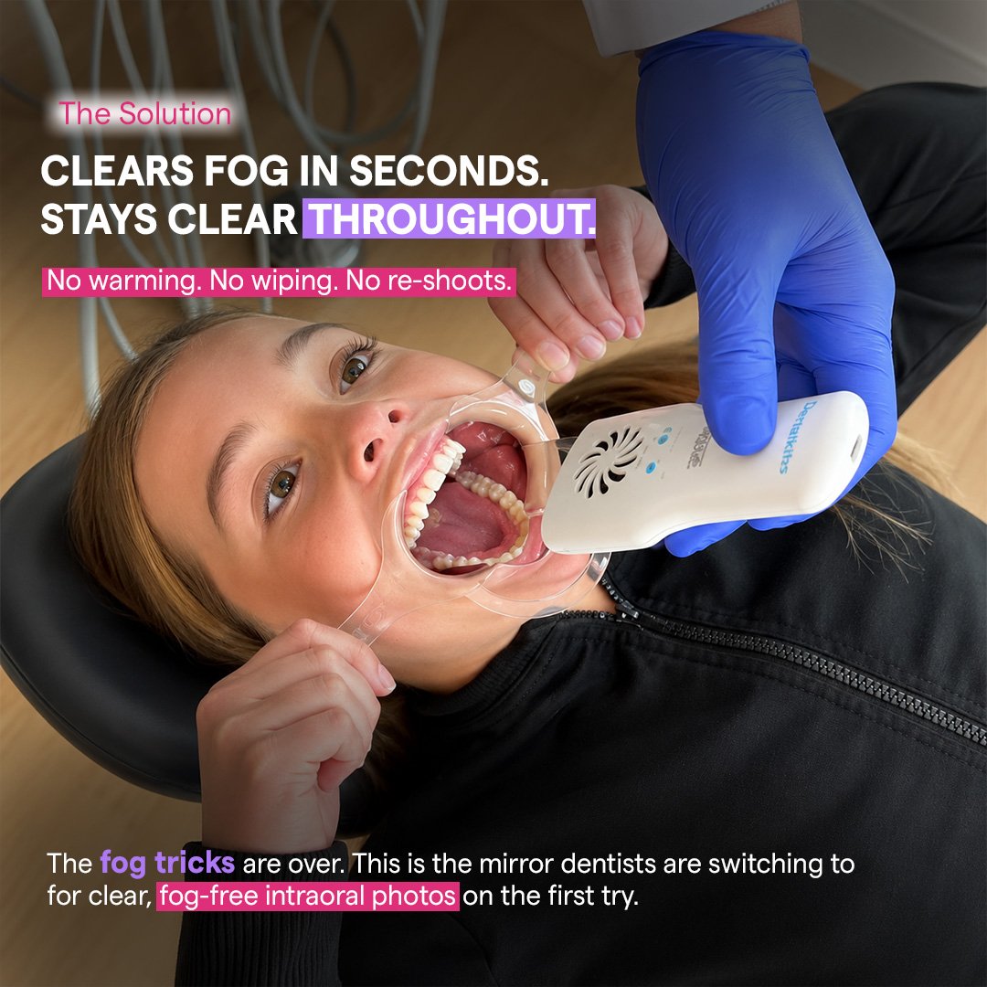 Anti-Fog Mirror System clears fog in seconds during dental photography