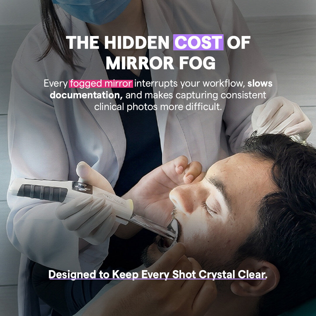 Anti Fog Mirror System Pro solving mirror fog during chairside dental photography