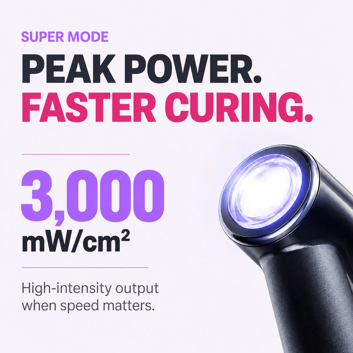 Dental curing light super mode 3000 mw per cm2 with glowing led tip