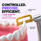 IPR motor with gold diamond strip reciprocating between teeth on jaw model