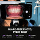 Glare-free polarized intraoral dental photo on smartphone screen.