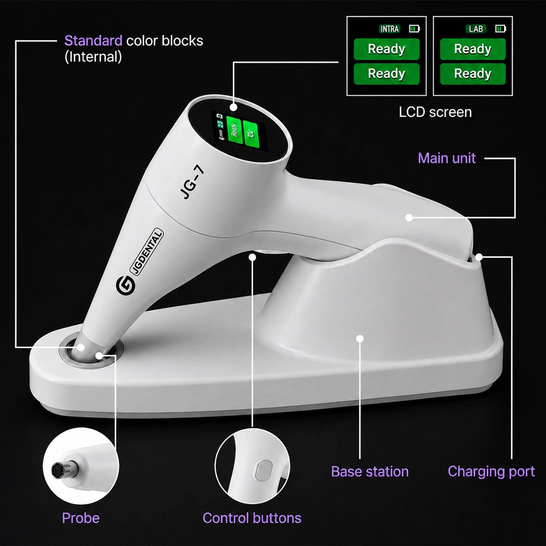dental shade matching device parts diagram with probe and base station