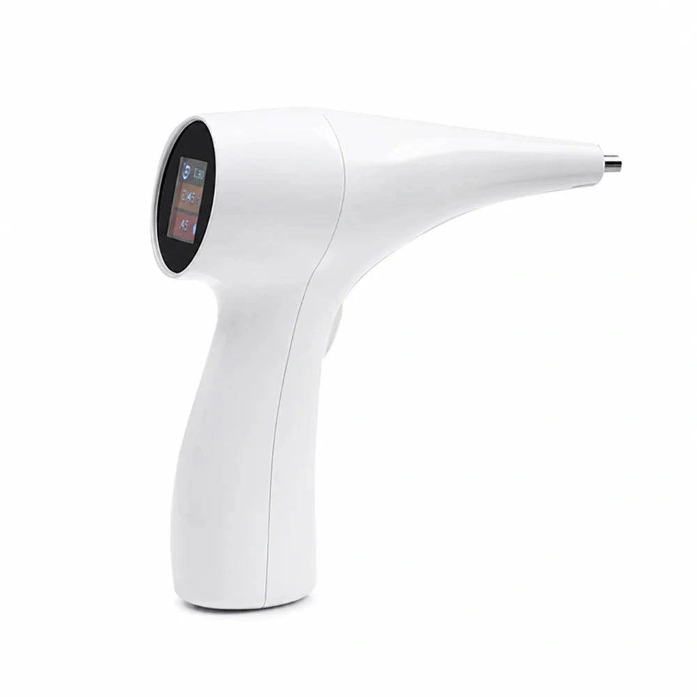 digital dental shade matching device side view with shade results on screen