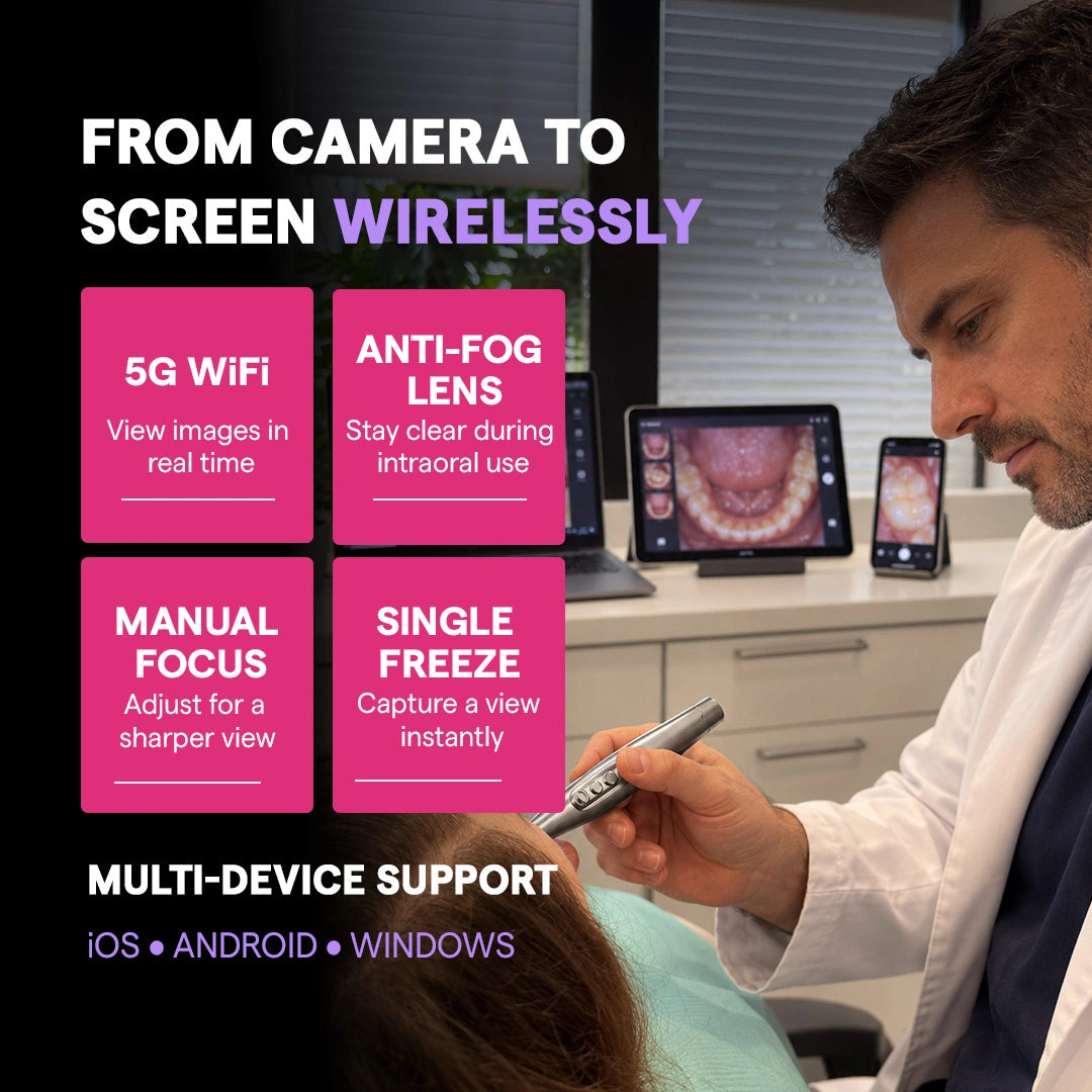wireless intraoral camera features with multi-device support
