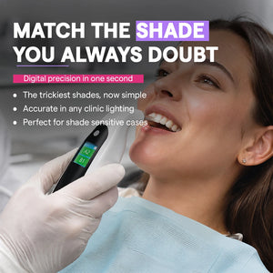 digital tooth shade reader scanning a patient's tooth