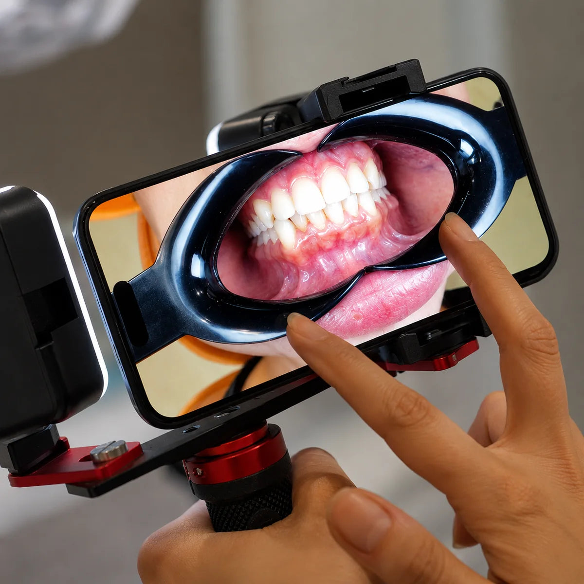 Smartphone intraoral photo taken with Twin Light