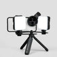 Dental twin light with tripod and CPL filter mounted on a smartphone.